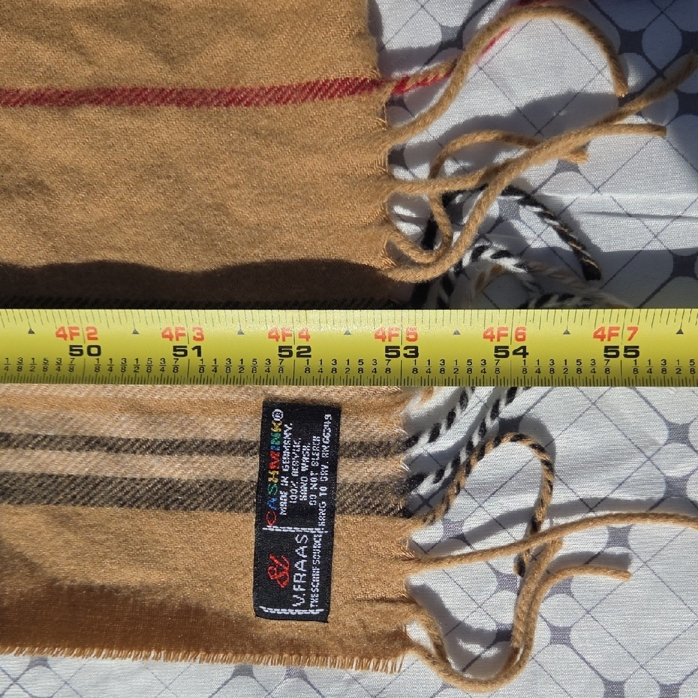 V. FRAAS Tan and Black Plaid Scarf - Picture 5 of 5